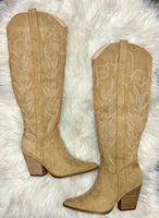 Almond Embroided Boots