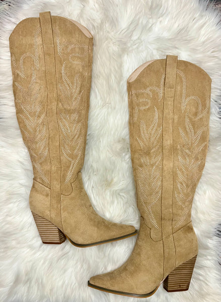 Almond Embroided Boots