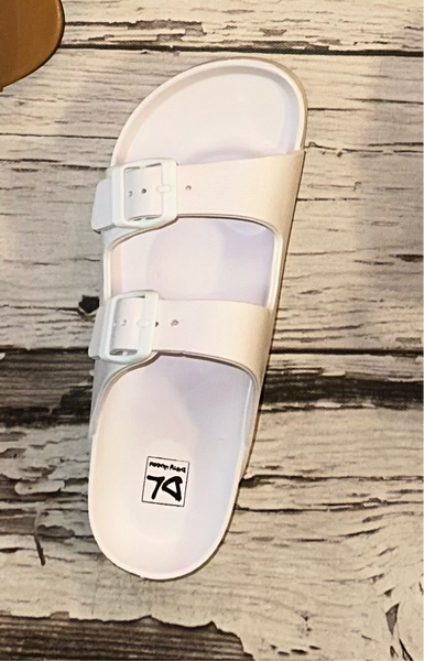 DL White 2-Strap Sandals