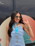 Blue + White Striped Top