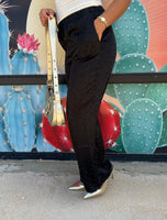 Black Leopard Linen Pants