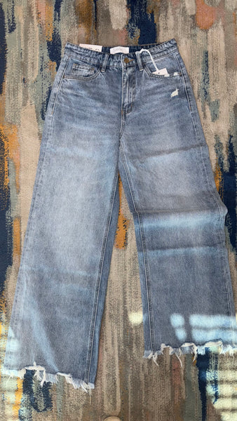 #95 Olivia Distressed Wide Leg Jeans
