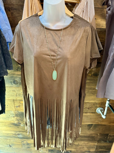 Brown Long Fringe Shirt