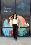 Black Leopard Linen Pants