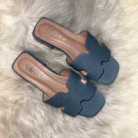 Denim Single-Strap Sandal