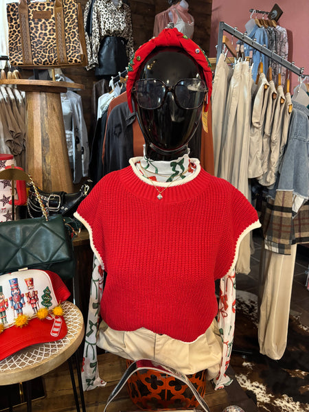 Red Sweater Top