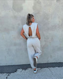 Bone Open-Back Jumpsuit