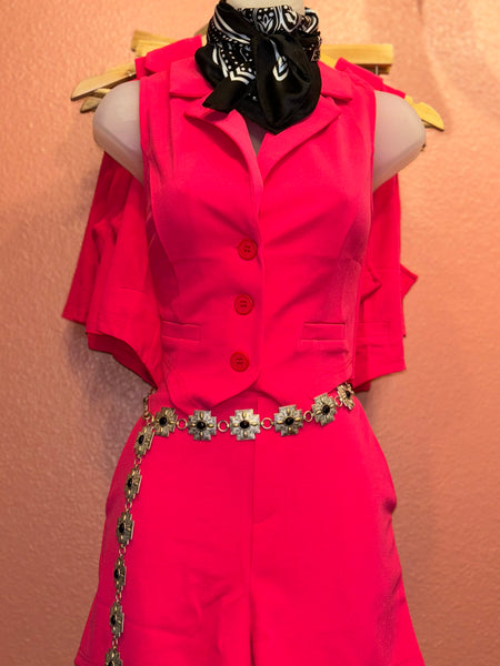 Hot Pink Vest Short Set (Sold Separately)