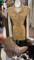 Khaki Cargo Mini Dress