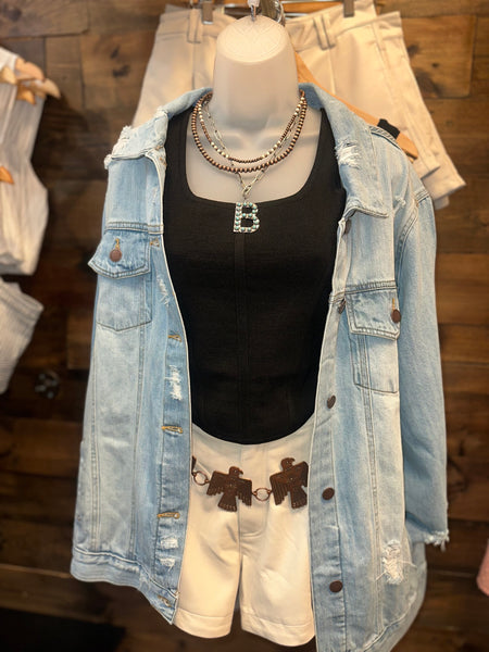 Oatmeal Leather Shorts