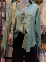 Jade Satin Button-Up