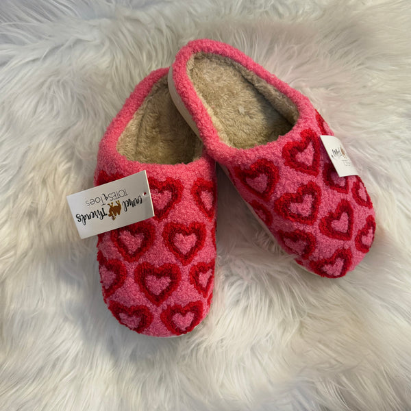 Pink And Red Heart Slippers