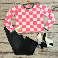 Pink Checkered Sweater