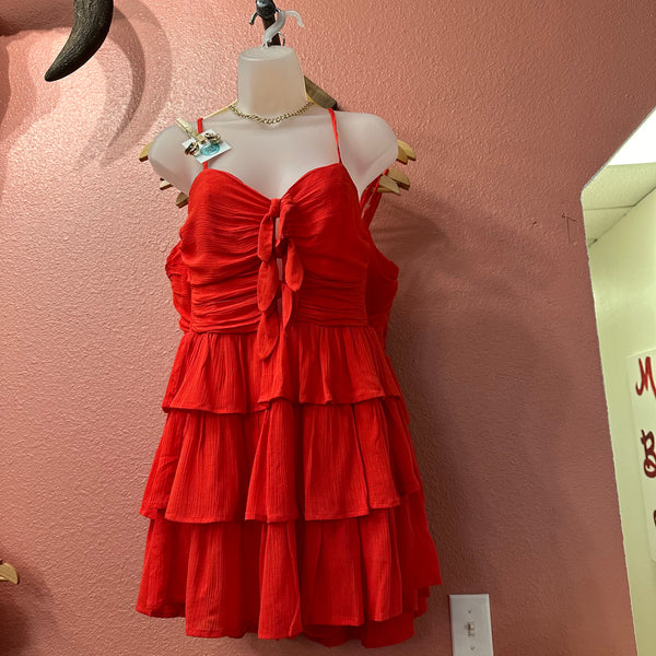 Red Flowy Romper