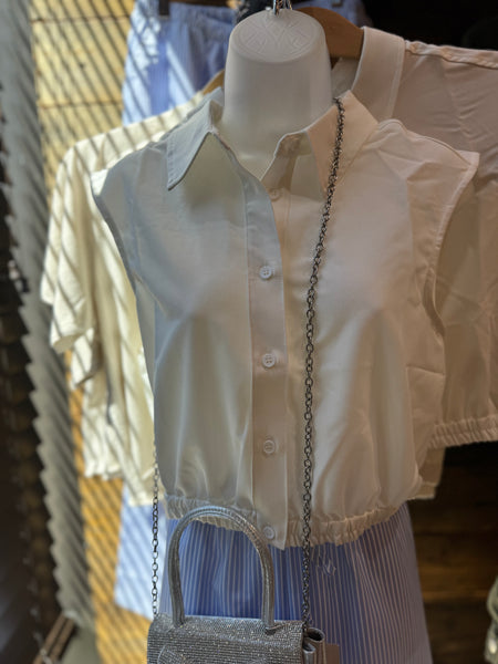 Ivory Button Up Sleeveless Top