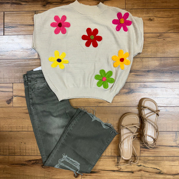 Cream Floral Sweater