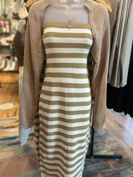 Brown Stripped Tubed Sundress