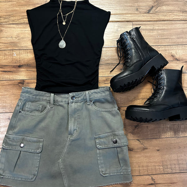 Black Ruched Tank