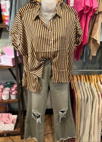 Brown Striped Button-Up