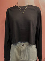 Black Wide Cropped Long Sleeve