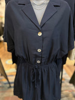 Navy Blue Button Up Romper