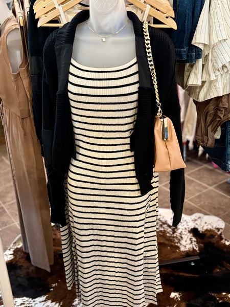 Black Striped Knit Dress