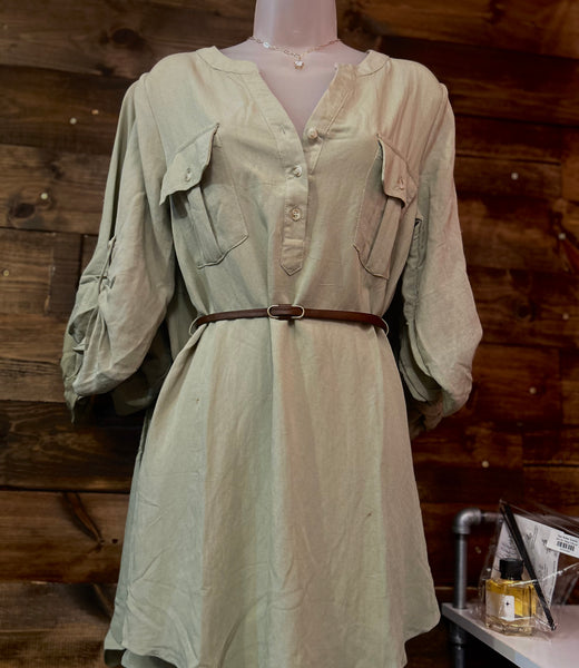 Olive Belted Dress