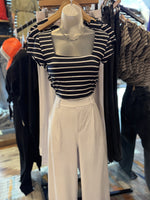 Striped Cropped Square Neck