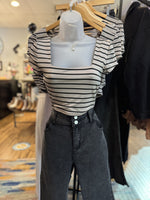 Striped Cropped Square Neck