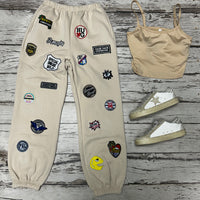 Cream Patched Sweats