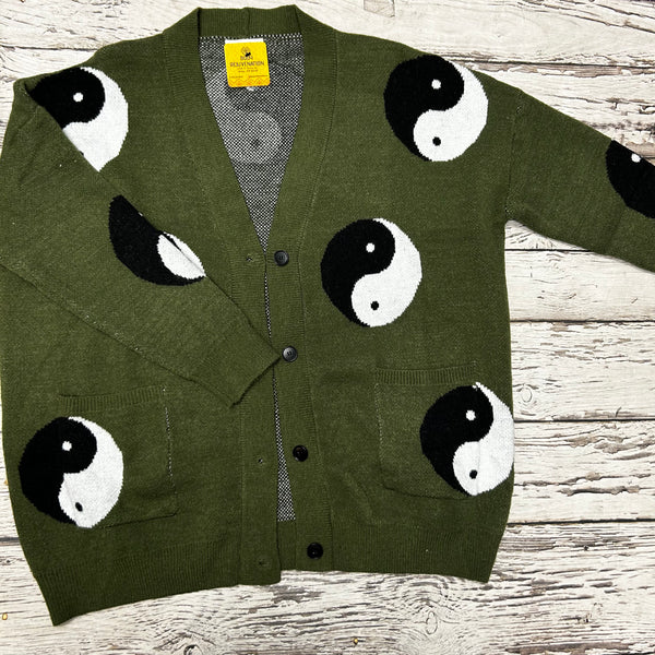 Army Green Yin Yang Cardigan