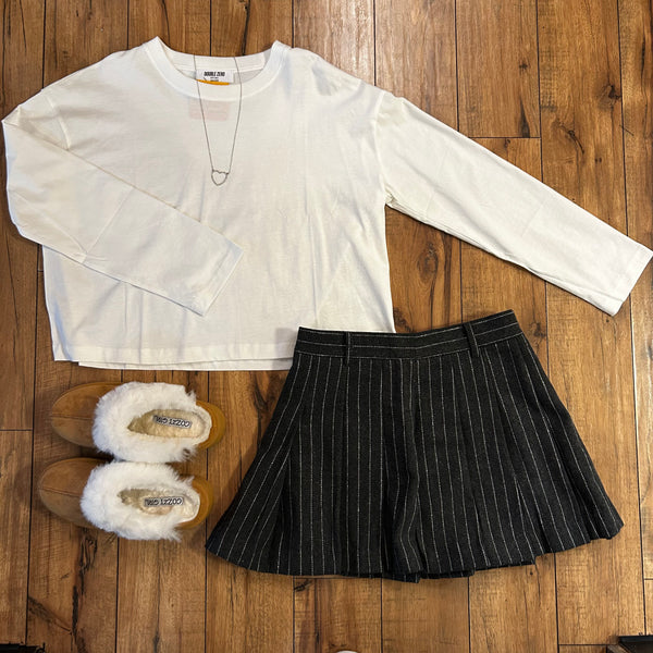 White Wide Cropped Long sleeve