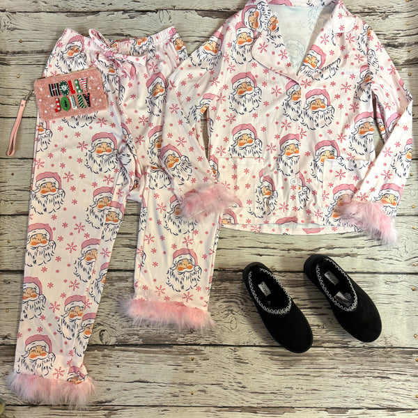 Pink Feather-Lined PJ's