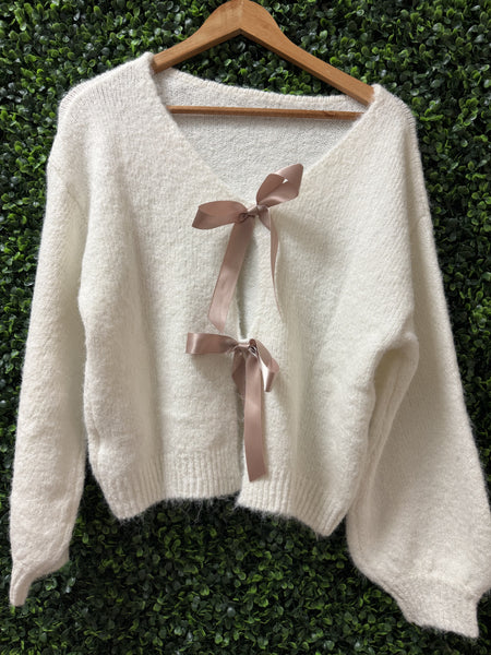 Ivory + Blush Bow Sweater