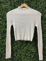 White Ribbed Turtleneck