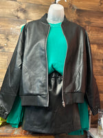 Black Leather Zip-Up