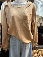 Brown Torn Long Sleeve