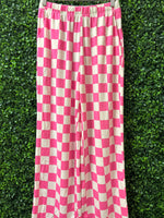 Pink Checker Wide Leg Pants