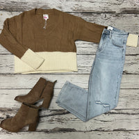 Mocha White Knitted Sweater