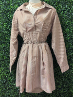 Hazelnut Striped Ribbed Dress