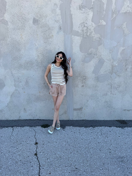 Ivory & Taupe Knit Tank