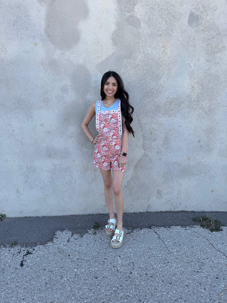 Floral Short Overalls
