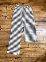 Navy and White Striped Linen Pants