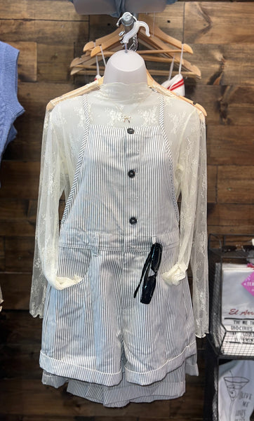 Grey Striped Overalls