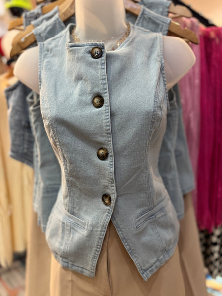 Mineral-Wash Denim Vest