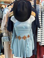 Rust Blue Strapless Romper