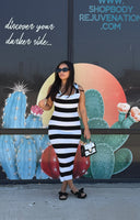 Black and White Striped Maxi Dress