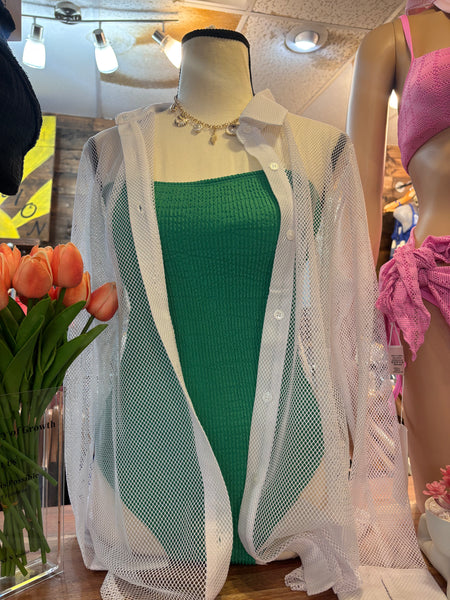 Mesh Long-Sleeve Cover Up