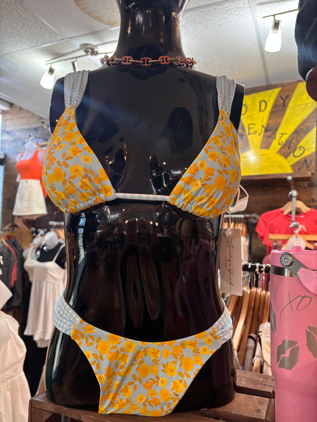Blue & Yellow Floral Bikini