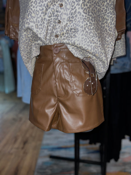 Chocolate Leather Shorts